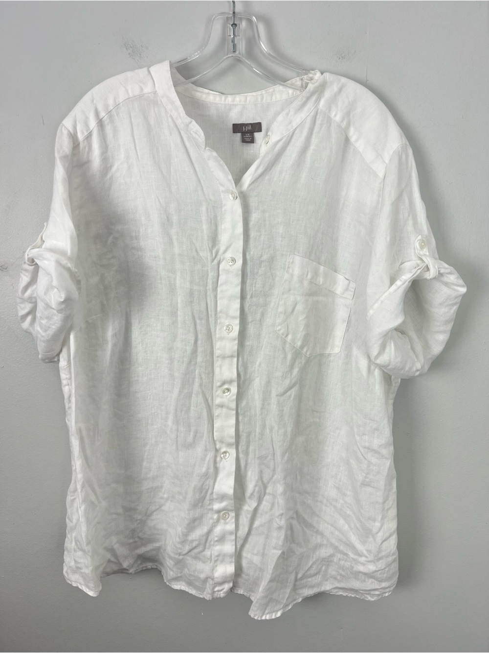 J. Jill 100% Linen Button Down Shirt White